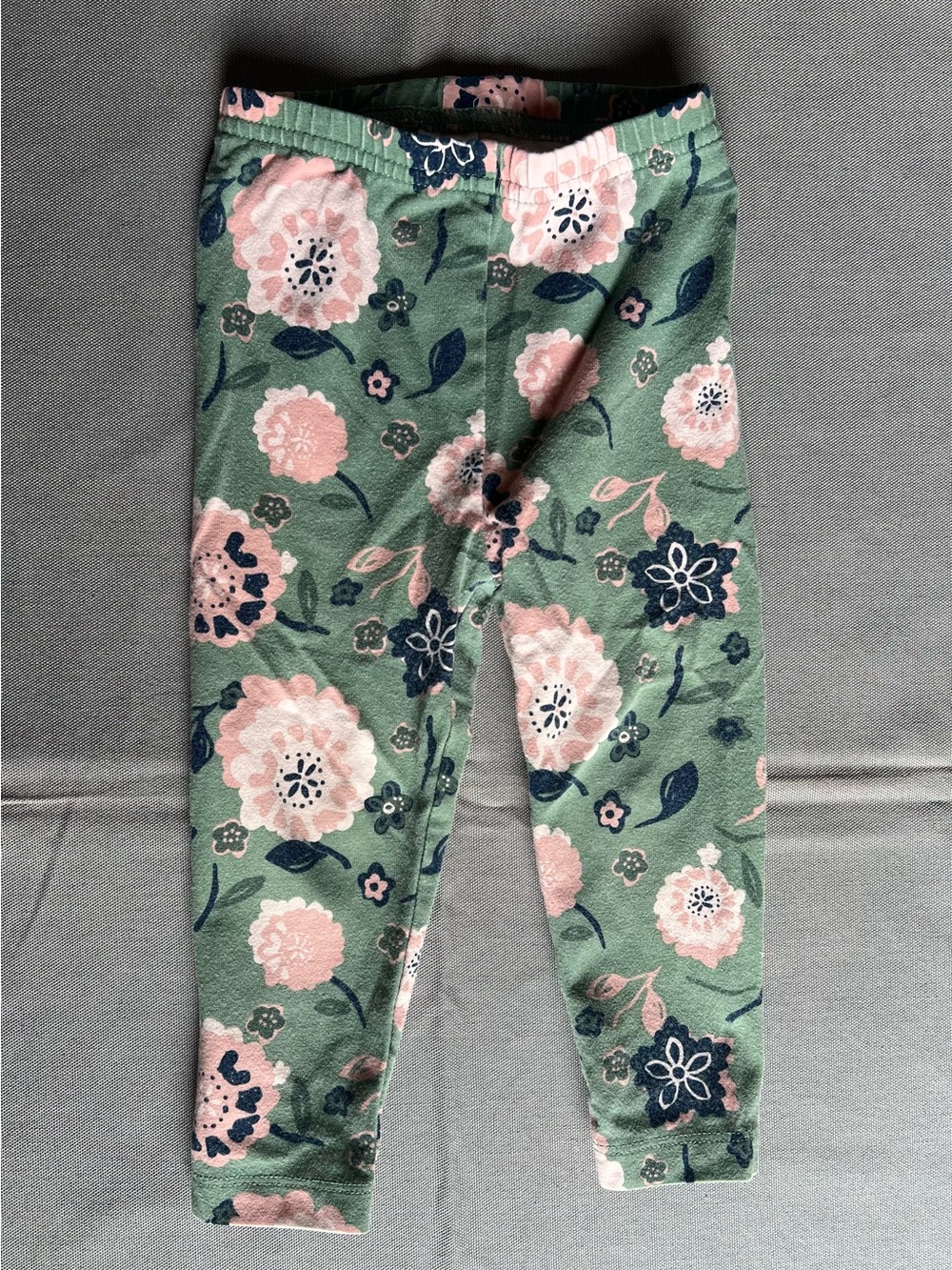 Carter's Green Floral Pajama Leggings with Pink and Navy Flowers